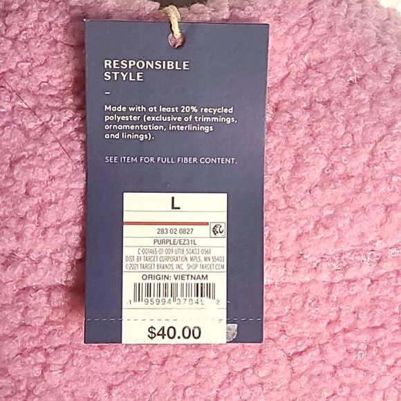 Universal Thread Sherpa Jacket, Pink w/Off-white & Peach Zippers, Size Large,NWT - Picture 9 of 12